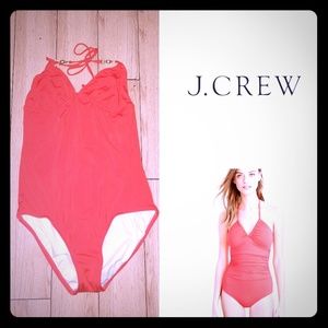 J. Crew Ruched Halter One-piece Swimsuit